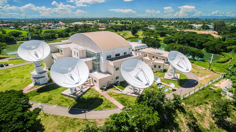 2016年8月1日拍攝的老撾首都萬象的老撾一號通信衛(wèi)星地面站全景。